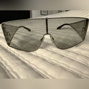 Dolce & Gabbana Oversized Shield Sunglasses - Silver Frame Gray Lenses